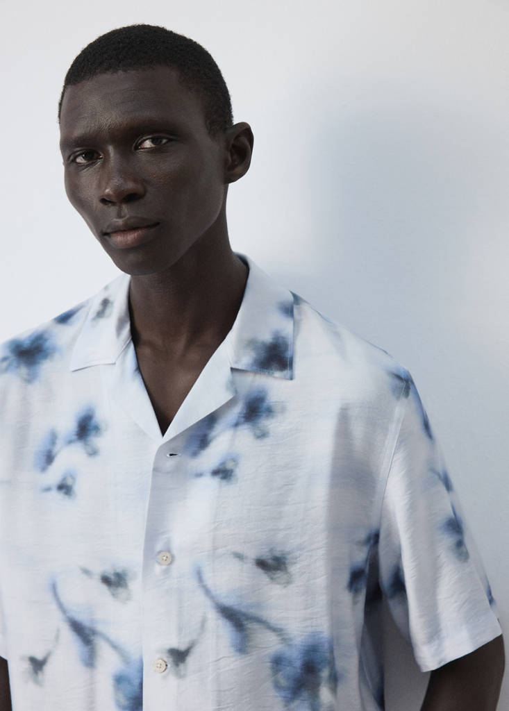 Regular-fit floral print shirt — Blue