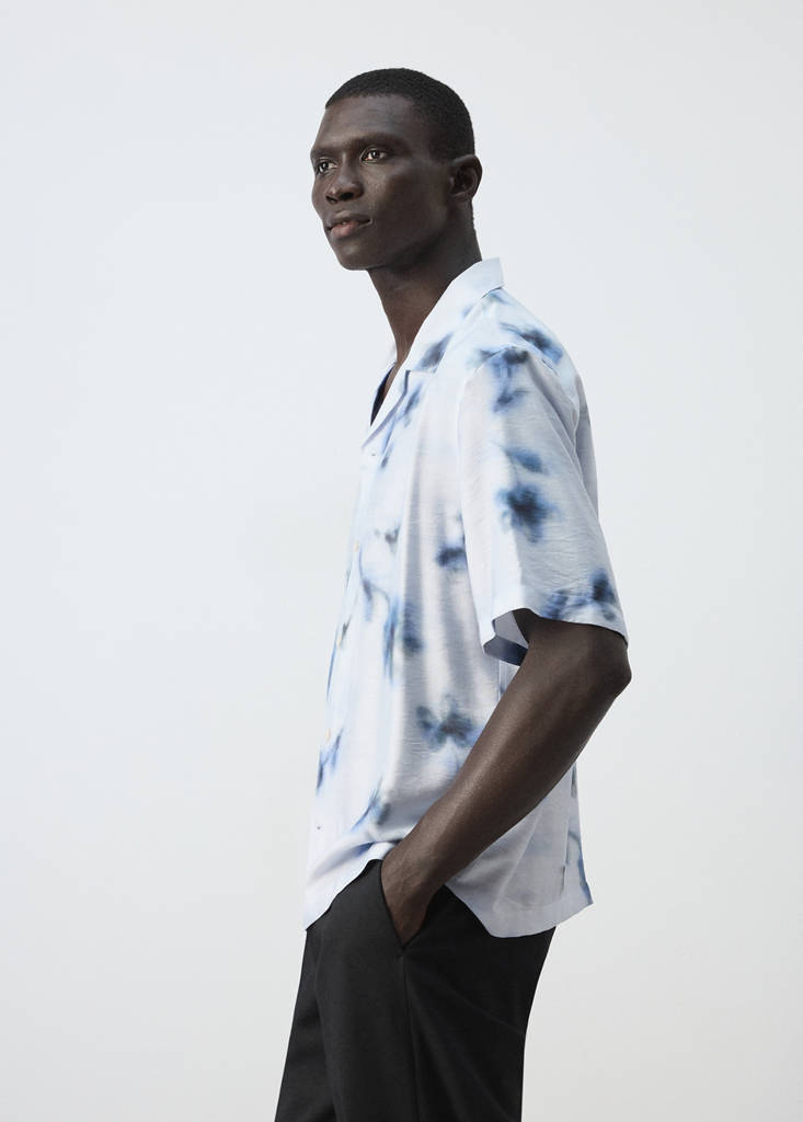 Regular-fit floral print shirt — Blue