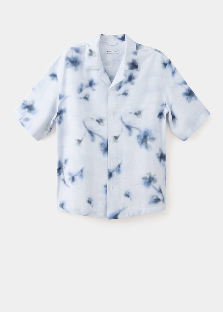 Regular-fit floral print shirt — Blue