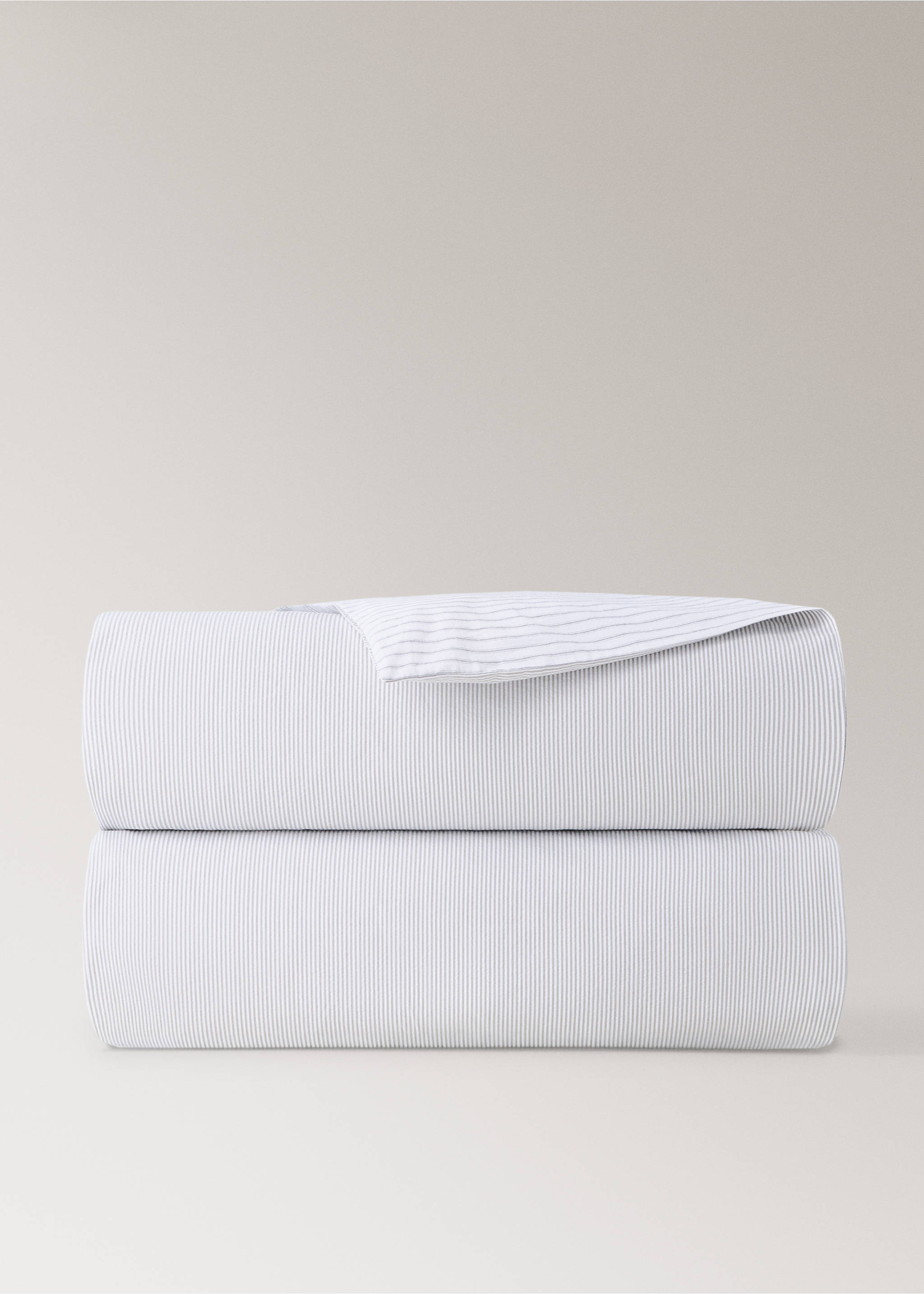 Kinder-Seersucker-Bettbezug mit Streifen für 90-cm-Bett - Artikel ohne Model, Grau. Ref: 37064455-00.