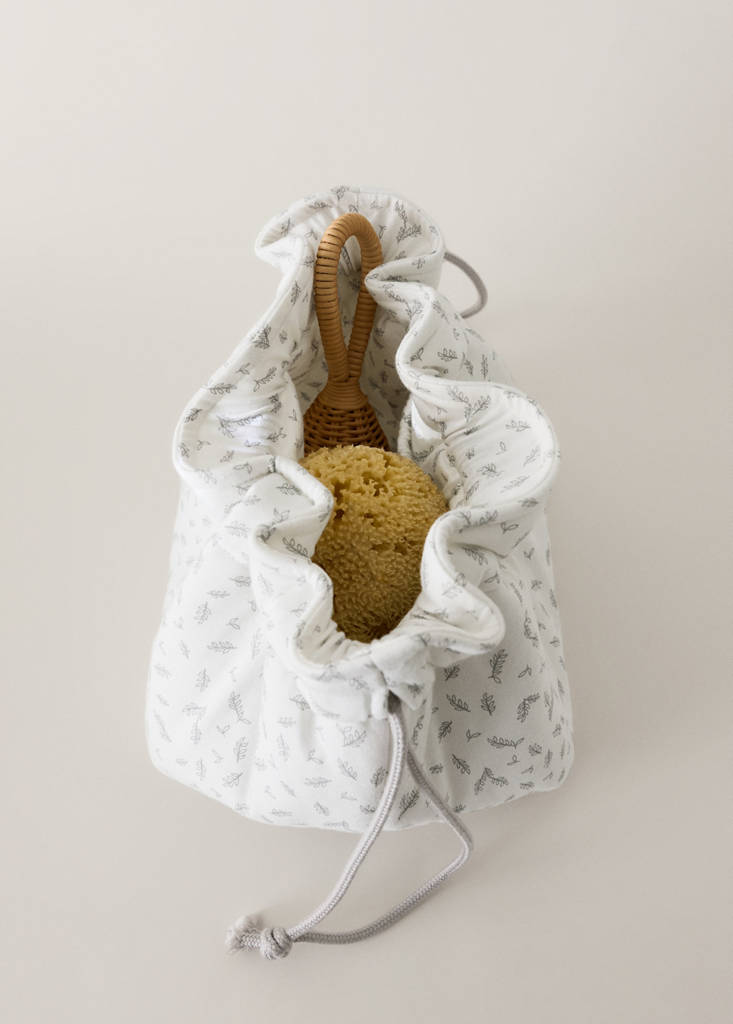 Printed cotton cot organiser — Ecru