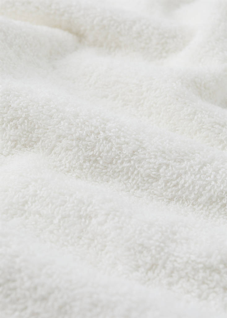 Printed cotton hooded bathrobe — Ecru