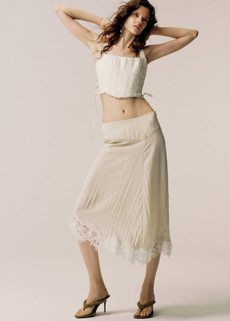 Jacquard corset top — Off White