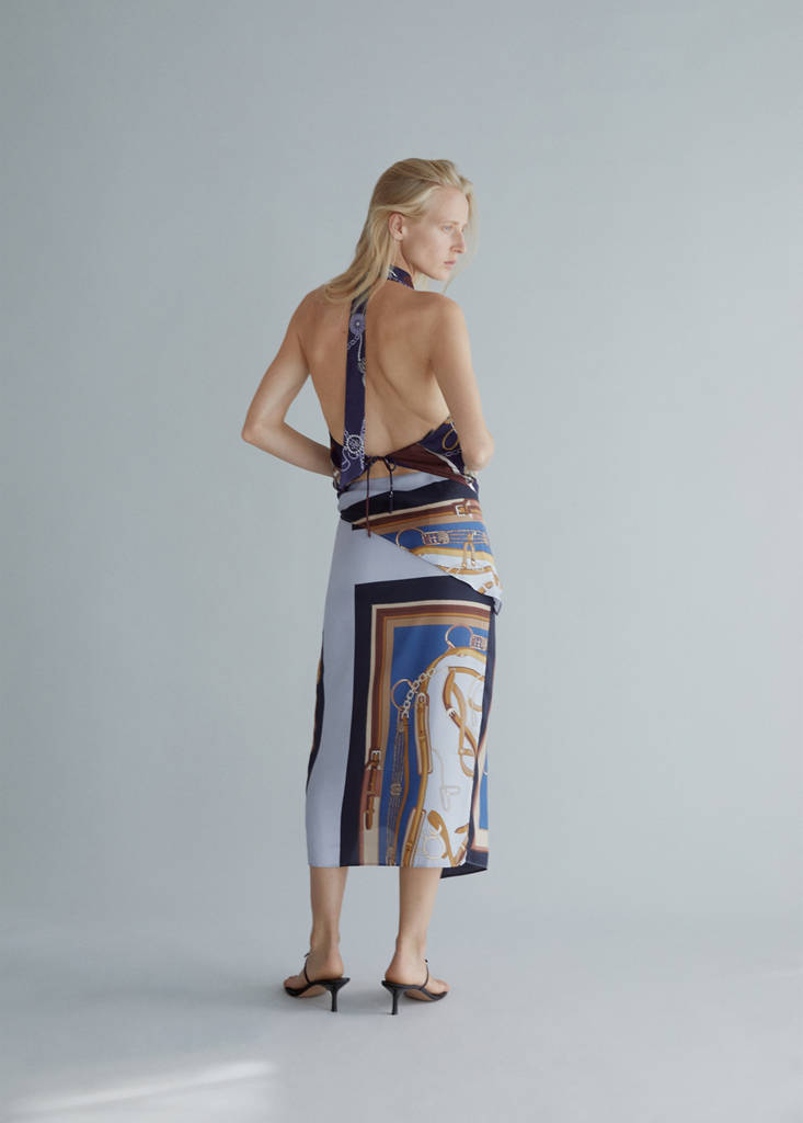 Skirt with chain print and bow detail — Sky Blue