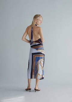 Skirt with chain print and bow detail — Sky Blue 3