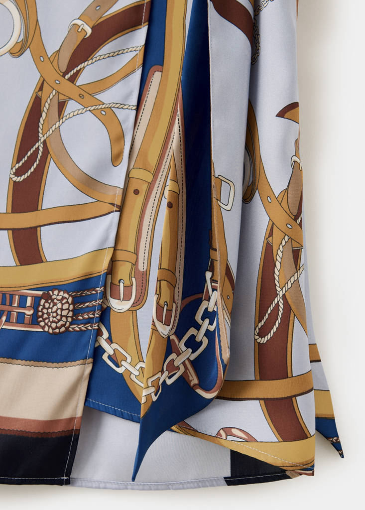 Skirt with chain print and bow detail — Sky Blue