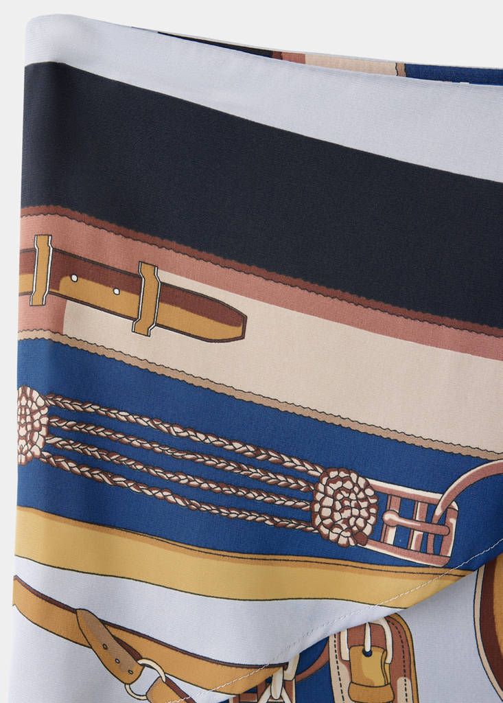 Skirt with chain print and bow detail — Sky Blue