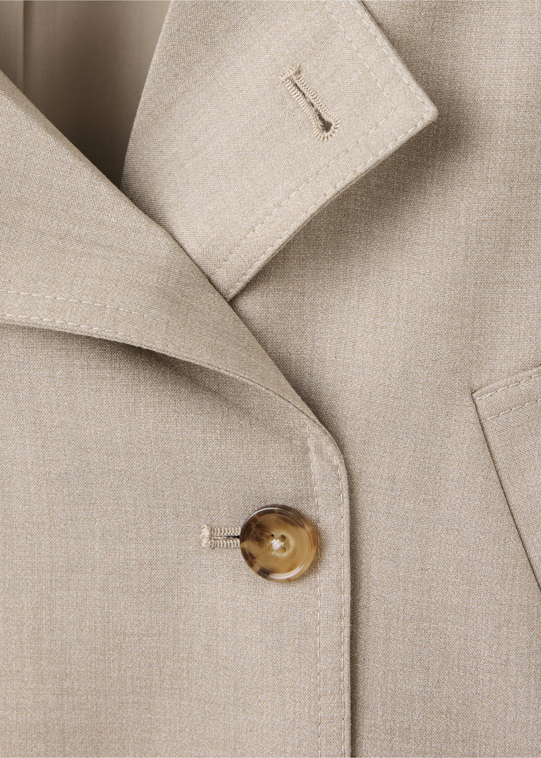 Short trench coat with belt - Details of the article 8, Beige. Ref: 37064472-00.