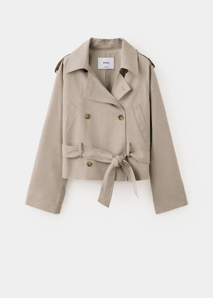 Short trench coat with belt — Beige