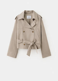 Short trench coat with belt — Beige 6