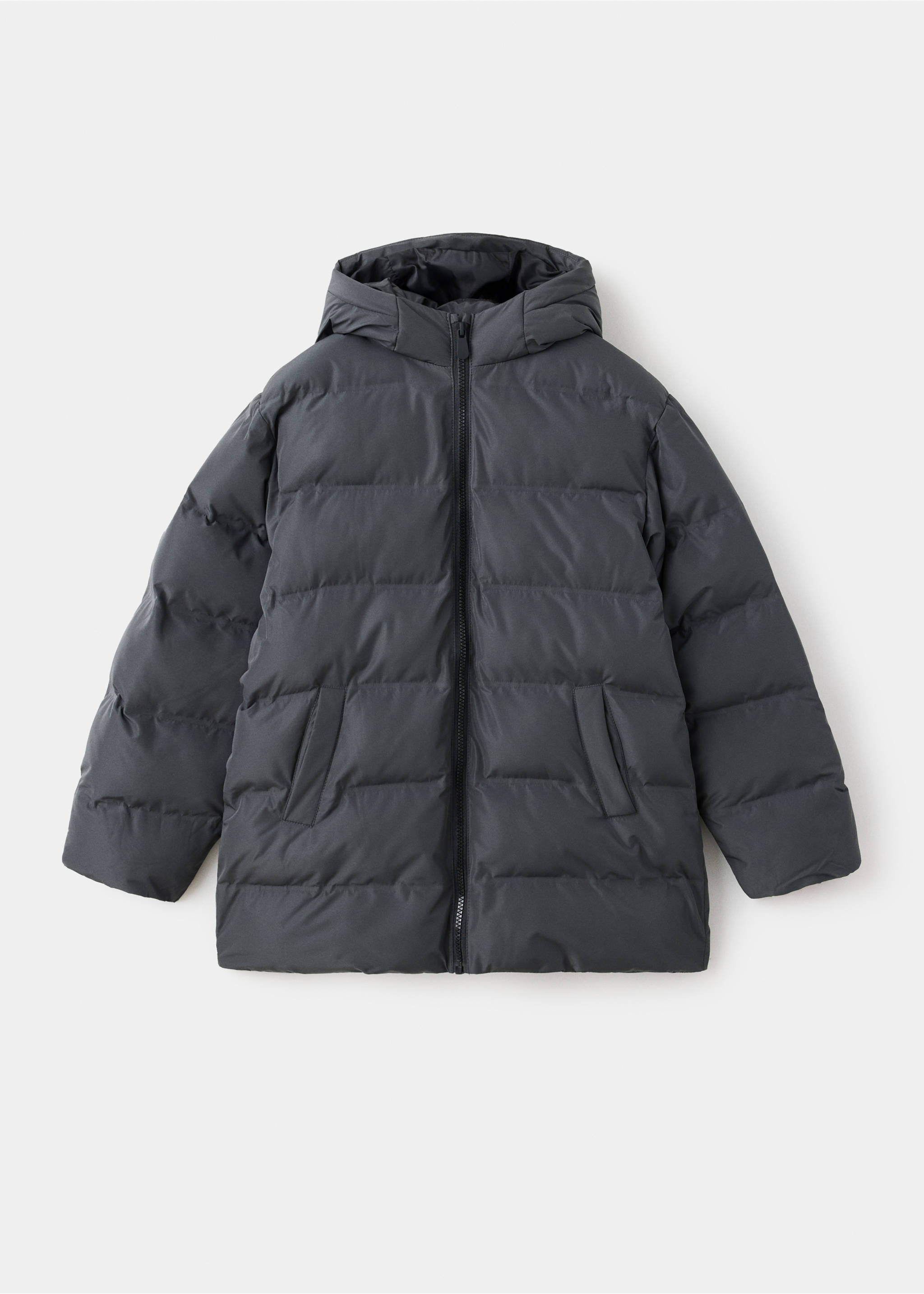 Padded sherpa-lined anorak - Article without model, Charcoal. Ref: 37064774-00.