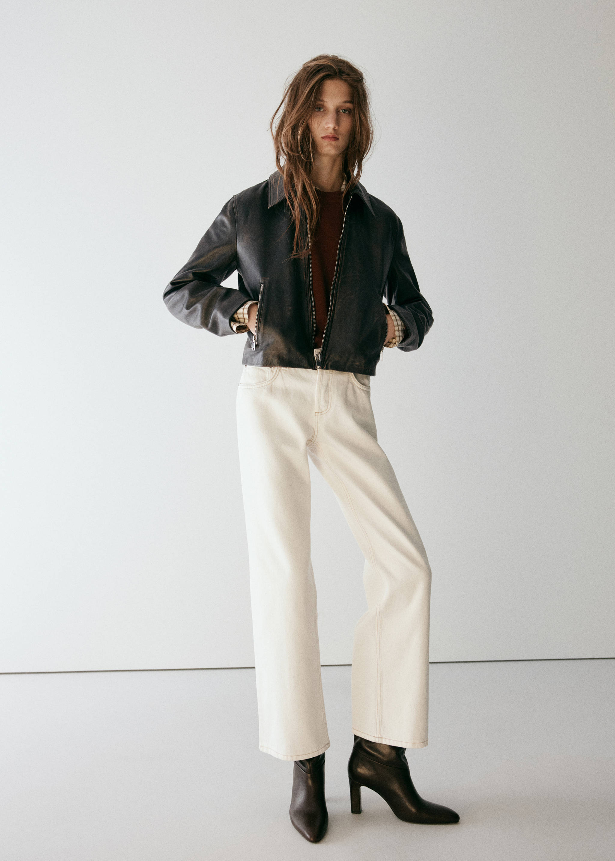 Leather zipper jacket - General plane