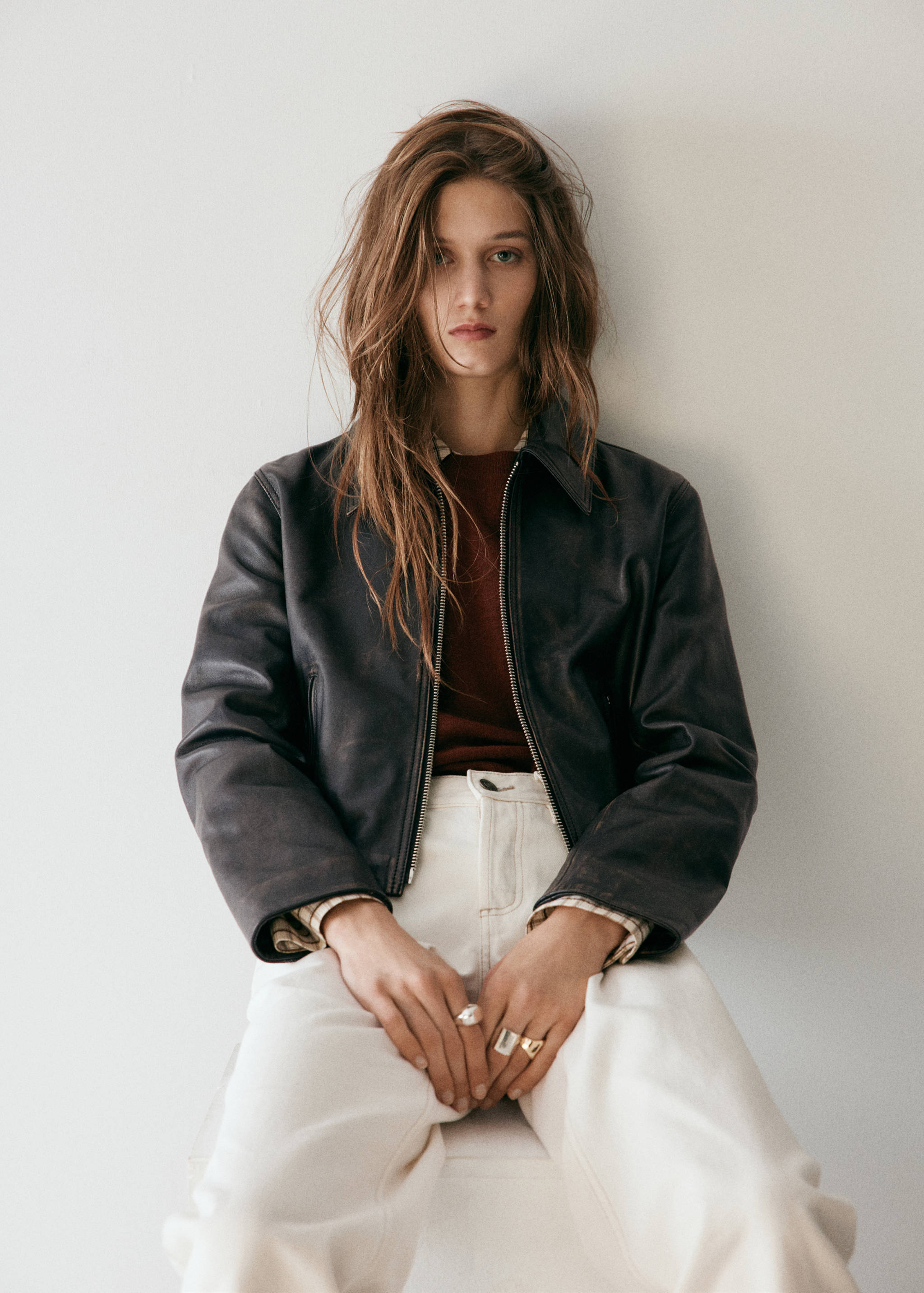 Leather zipper jacket - Details of the article 1