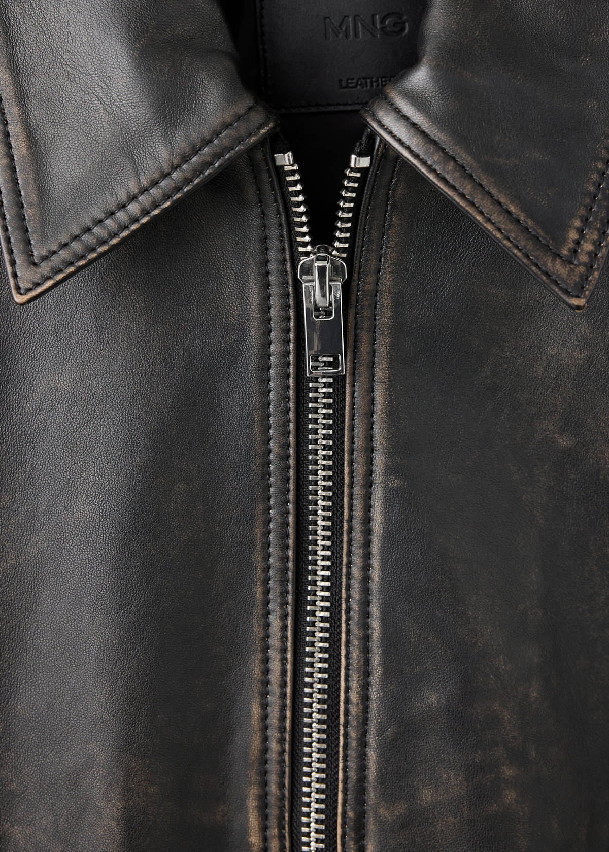 Lapels leather jacket — Brown
