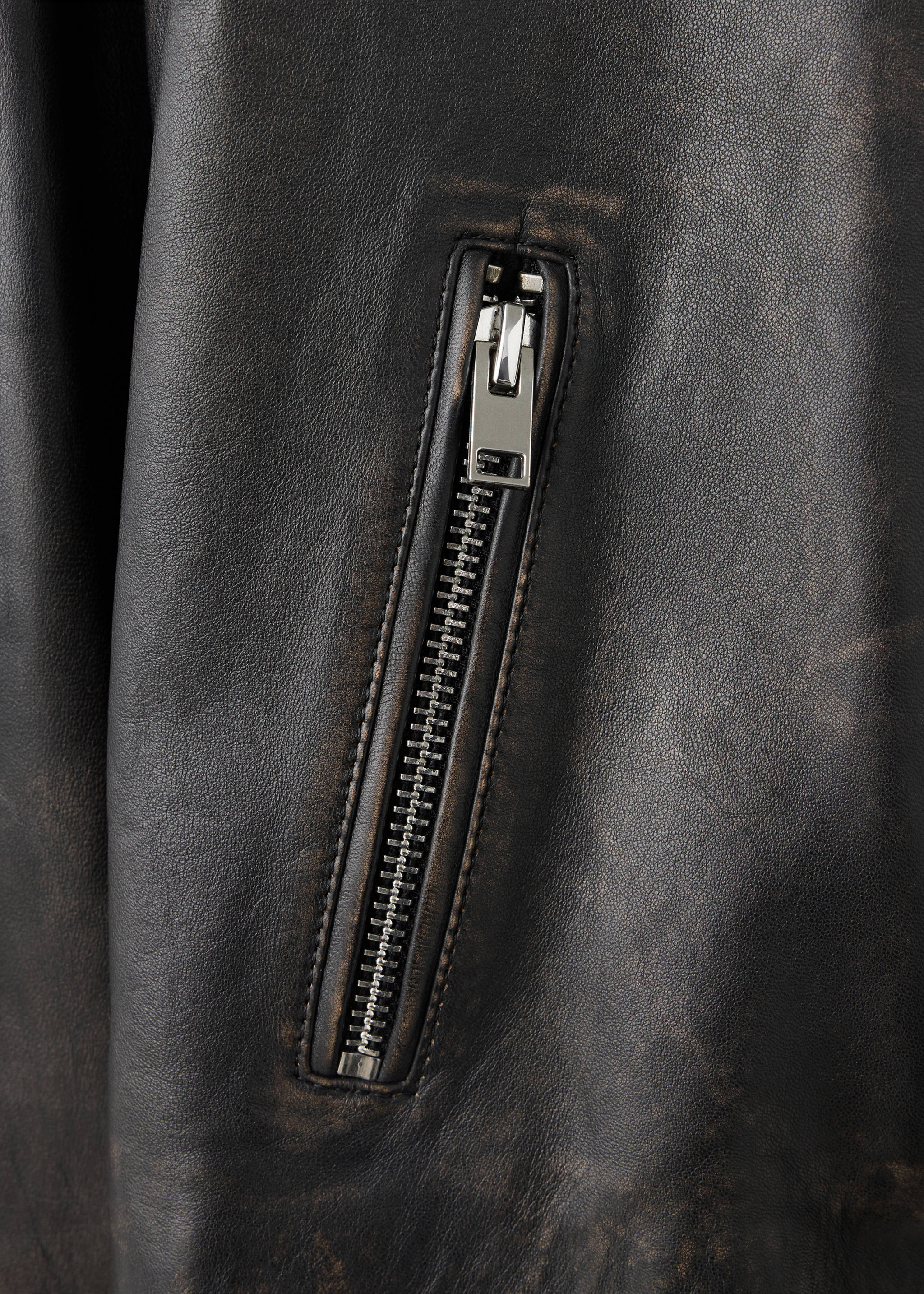 Veste cuir fermeture Éclair - Détail de l'article 0, Marron. Ref: 37064776-00.