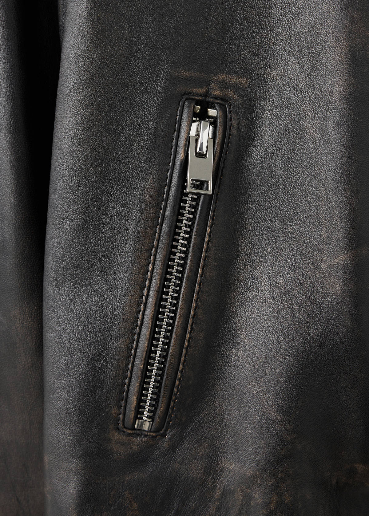 Lapels leather jacket — Brown
