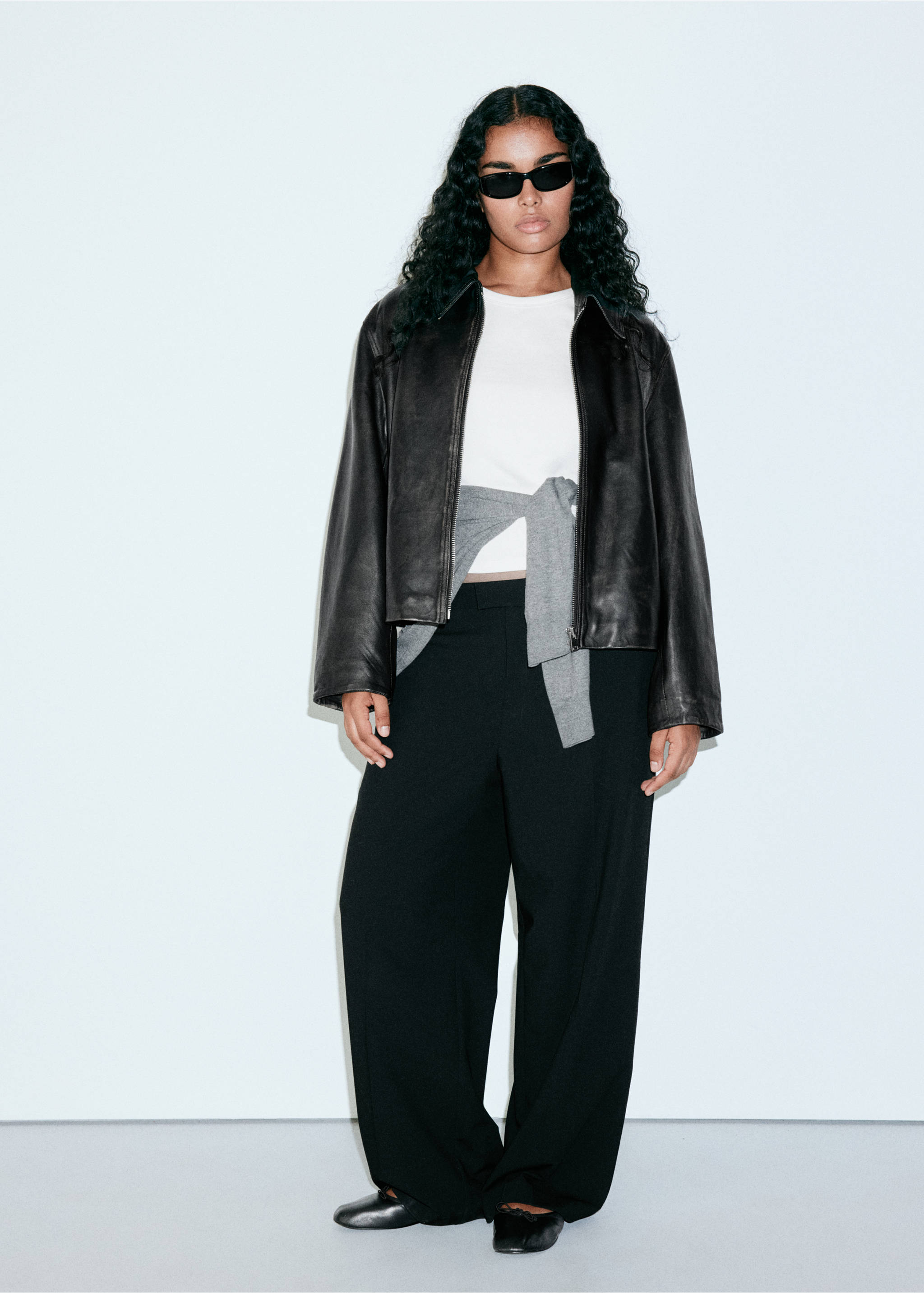 Lederjacke mit Reverskragen - Detail des Artikels 5, Braun. Ref: 37064776-00.