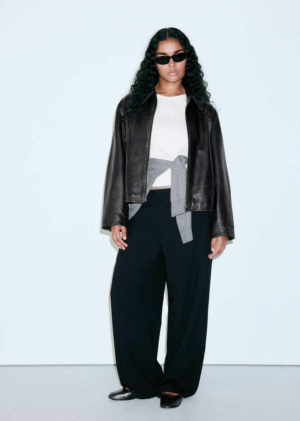 Lapels leather jacket — Brown