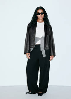 Lapels leather jacket — Brown 7