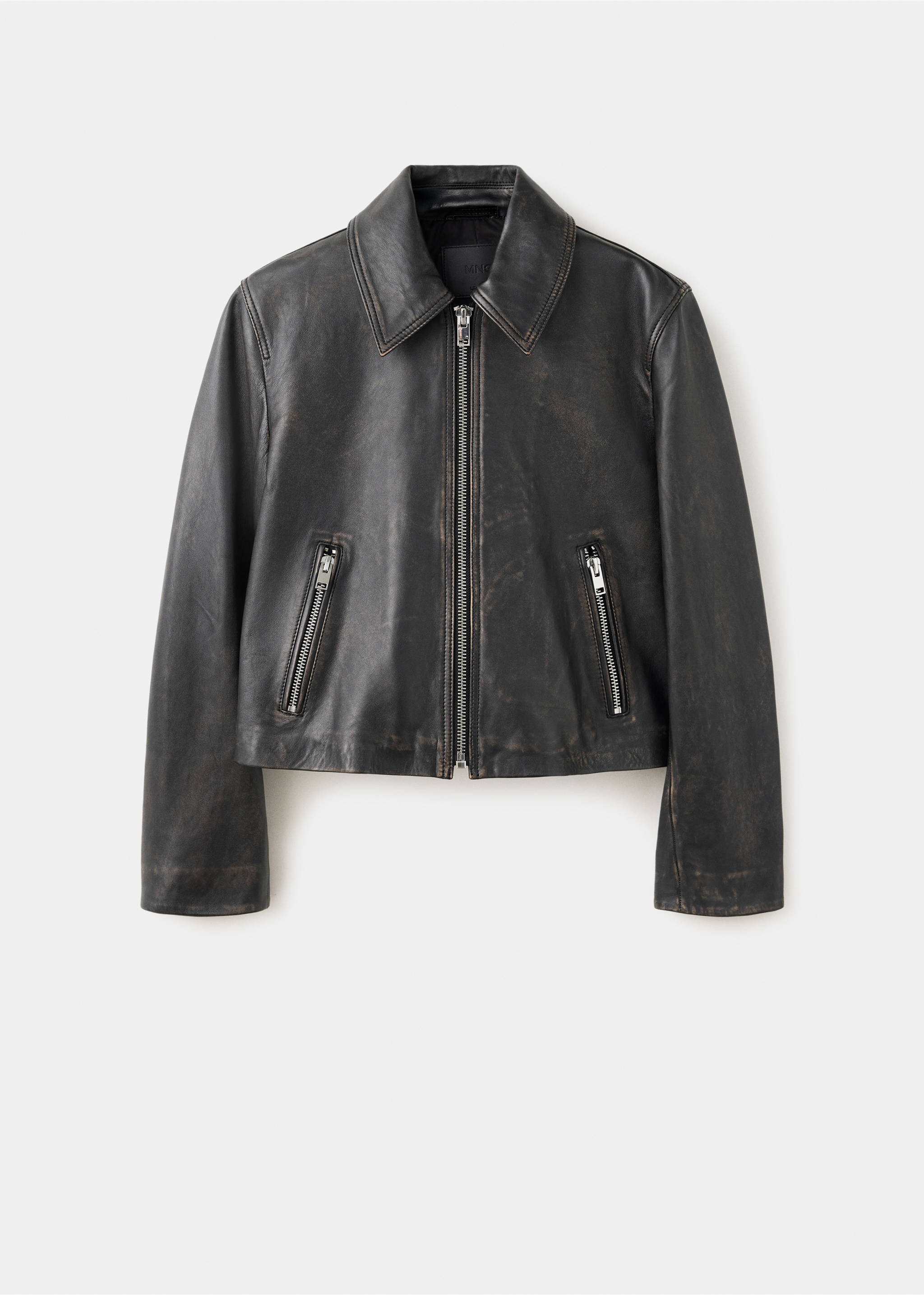 Veste cuir fermeture Éclair - Article sans modèle, Marron. Ref: 37064776-00.