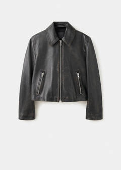 Lapels leather jacket — Brown 8