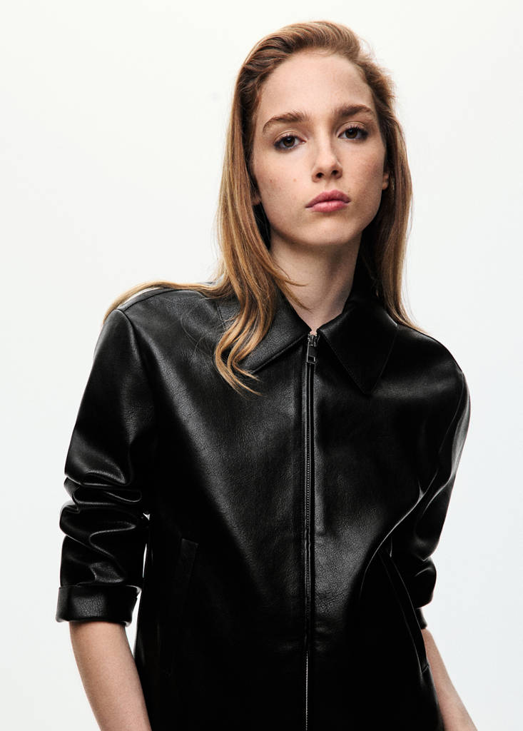 Leather zipper jacket — Black