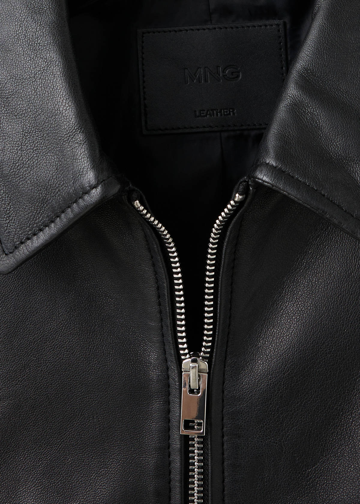 Lapels leather jacket — Black