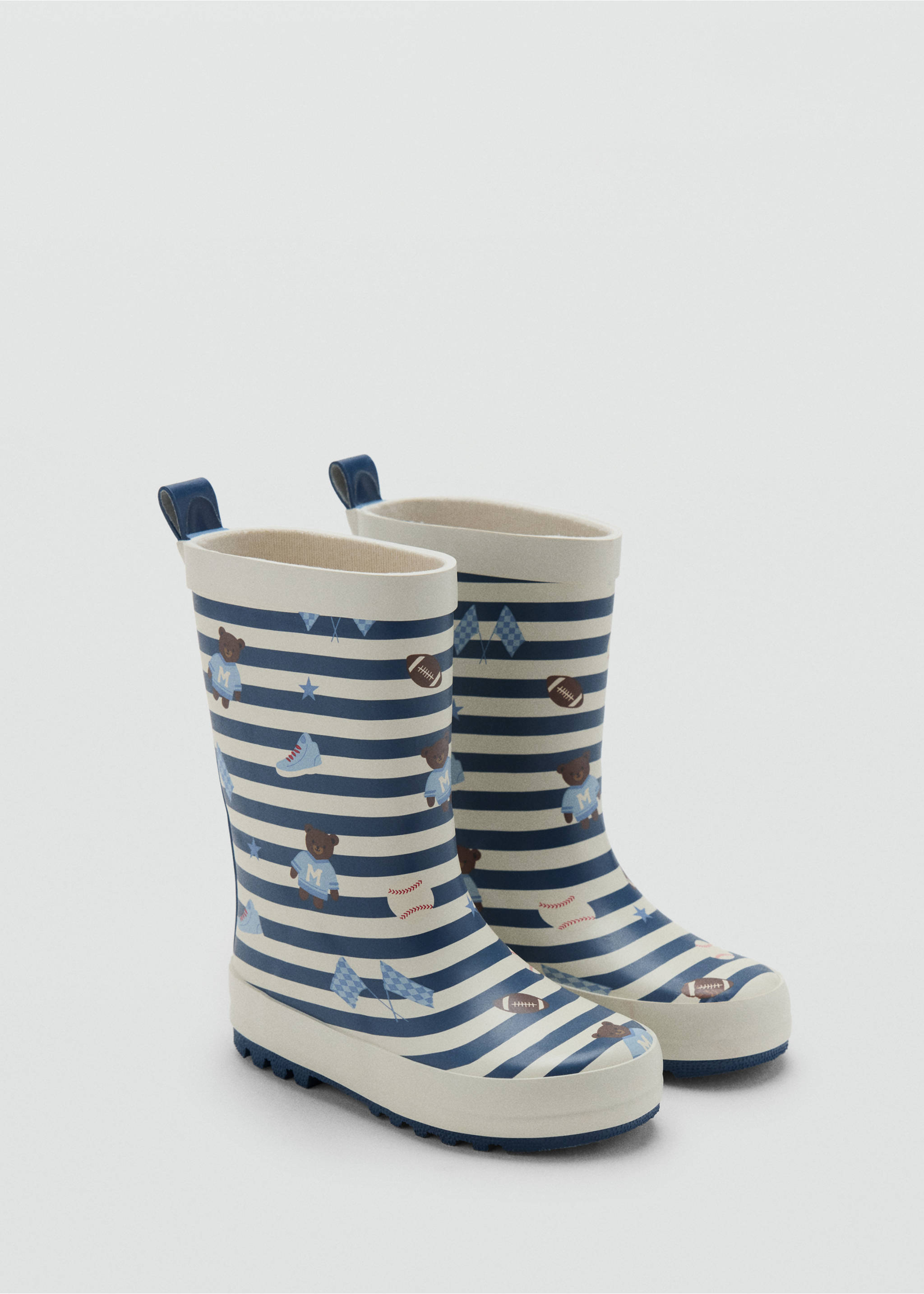 Gummistiefel mit Streifen und Bärenmotiven - Mittlere Ansicht, Himmelblau. Ref: 37064777-00.