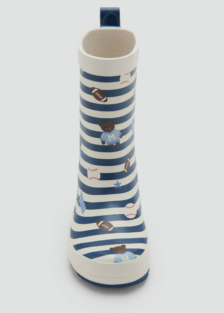 Striped teddy bear rain boots — Sky Blue