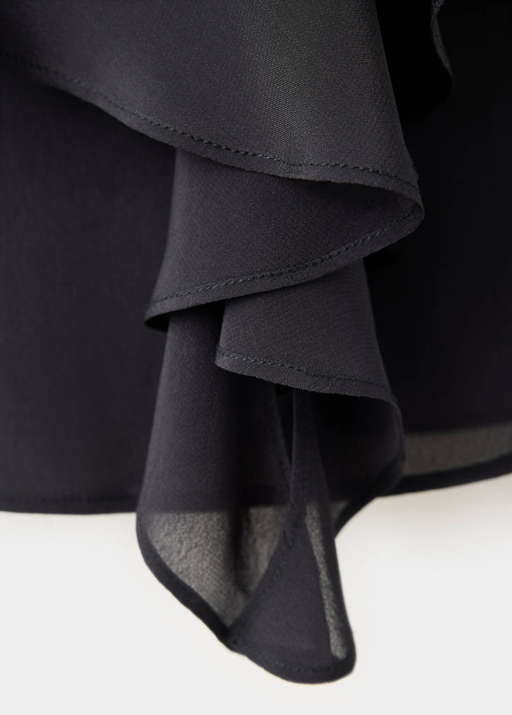 Ruffled chiffon blouse — Charcoal