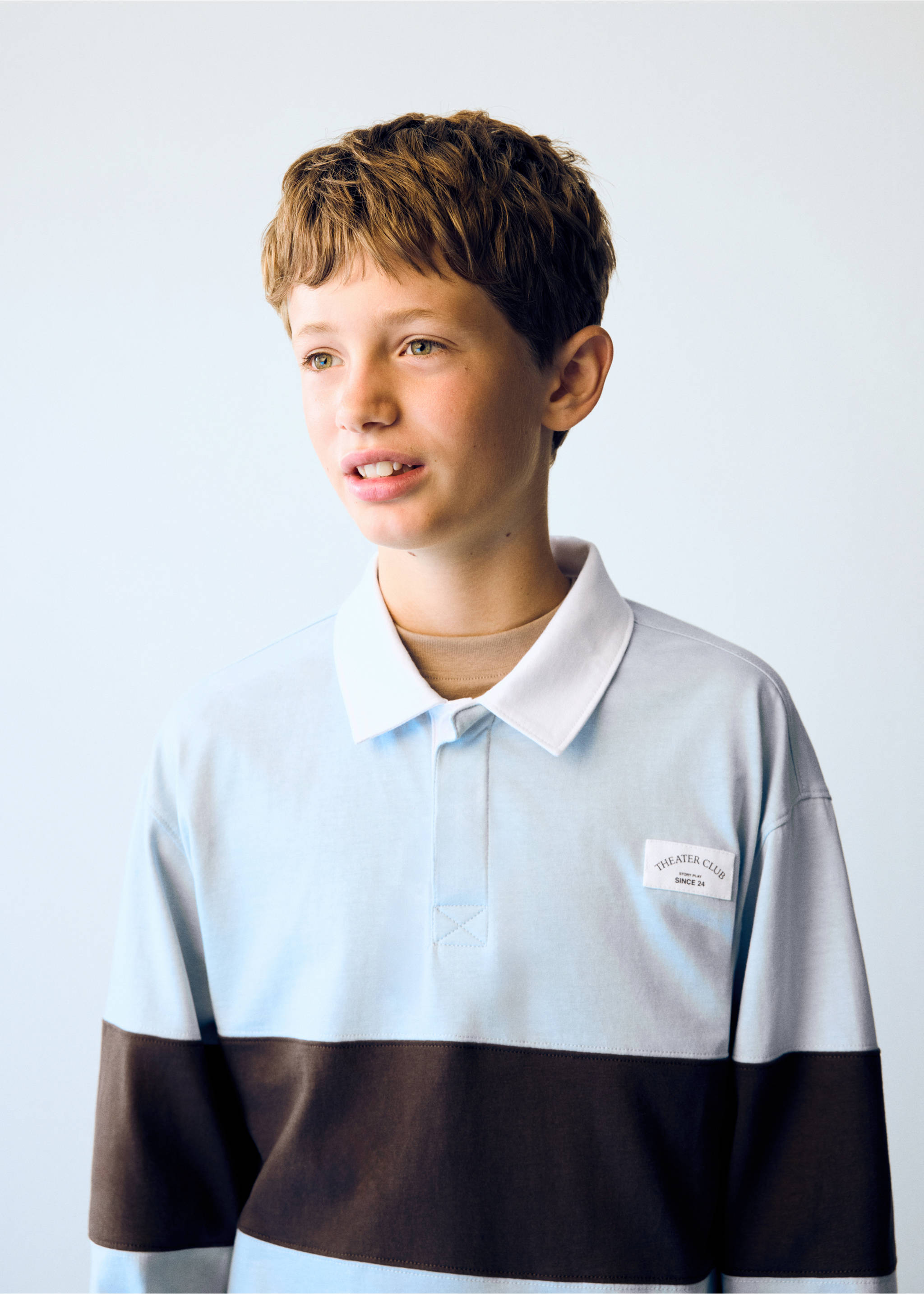 Oversize-Poloshirt mit Streifen - Mittlere Ansicht, Himmelblau. Ref: 37064782-00.