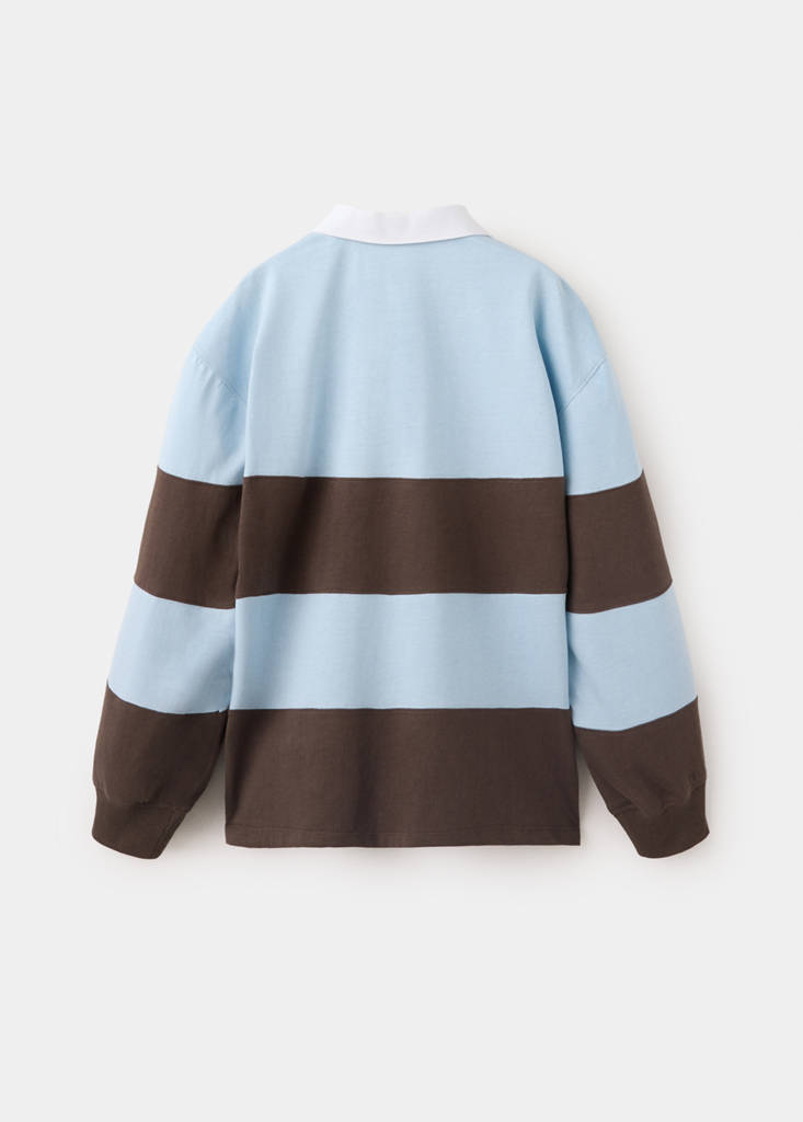 Oversized striped polo shirt — Sky Blue