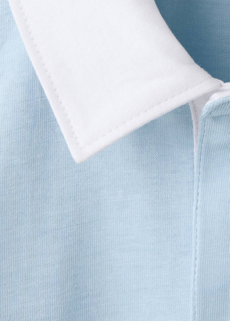 Oversized striped polo shirt — Sky Blue