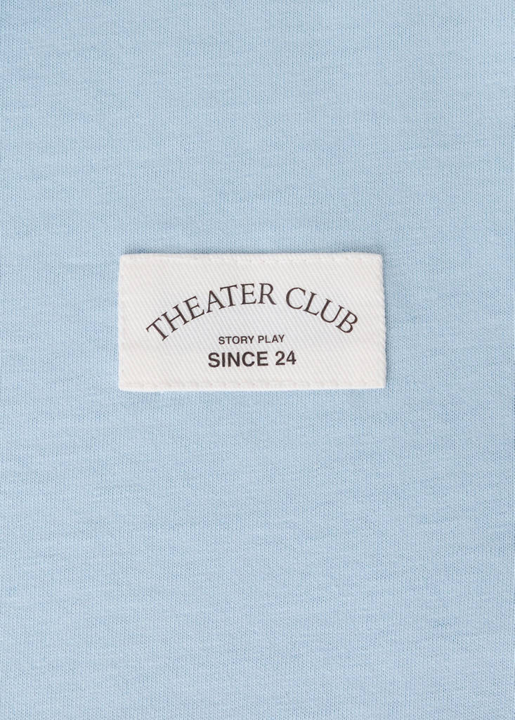 Oversized striped polo shirt — Sky Blue
