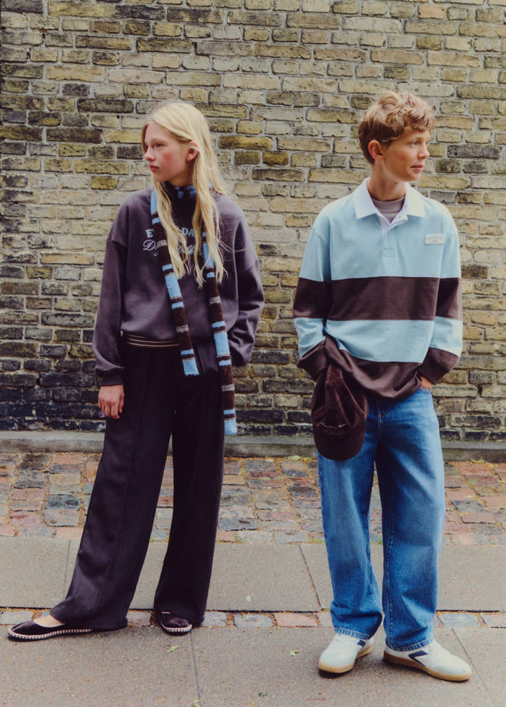 Oversized striped polo shirt — Sky Blue