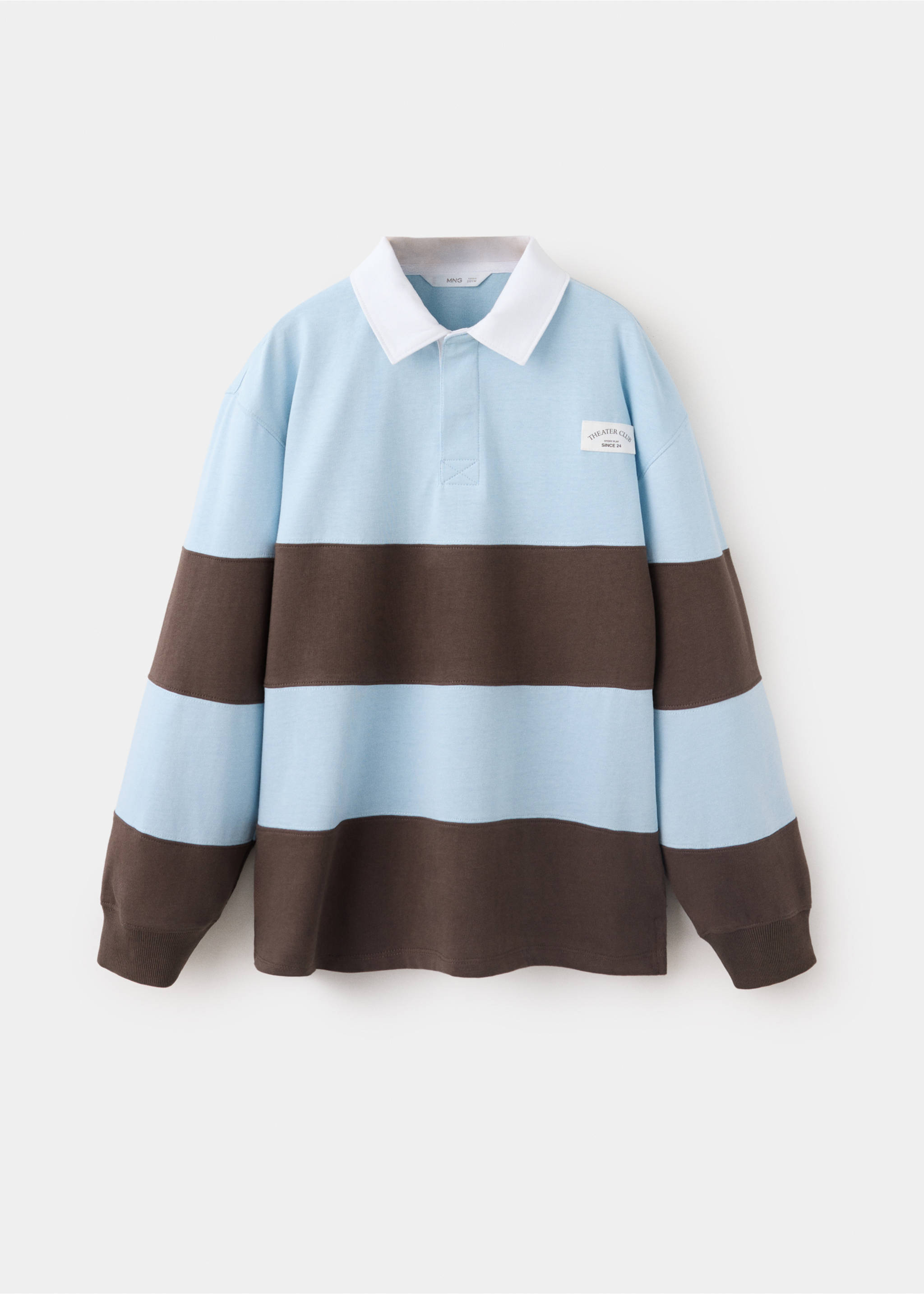 Oversize-Poloshirt mit Streifen - Artikel ohne Model, Himmelblau. Ref: 37064782-00.