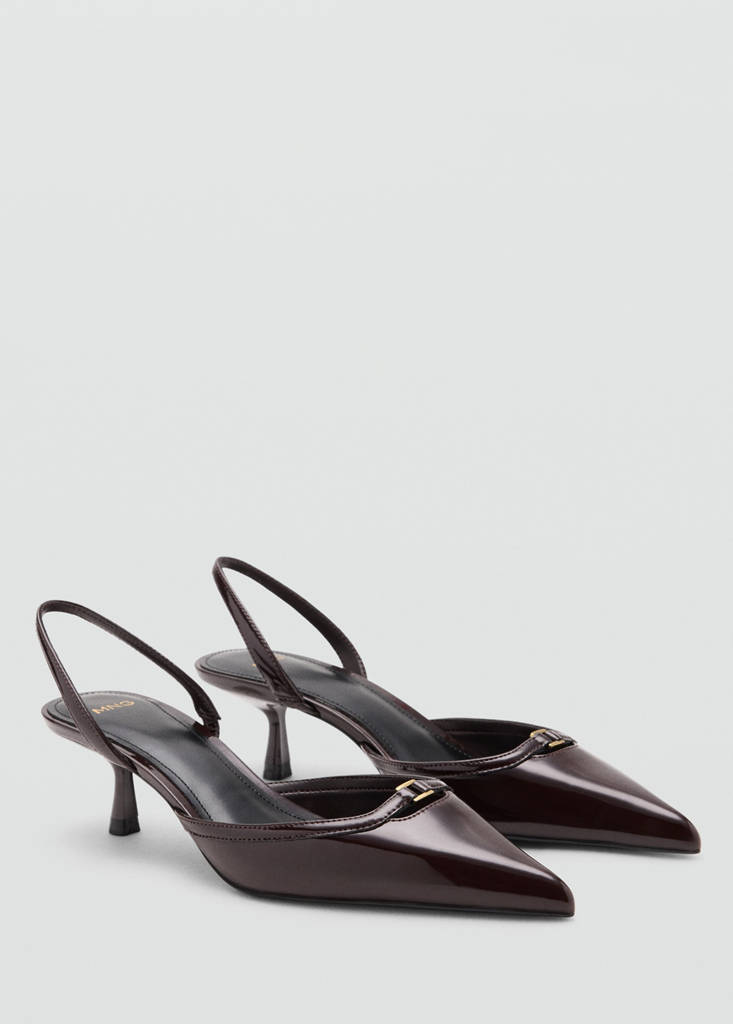 Kitten heel patent leather shoe — Burgundy