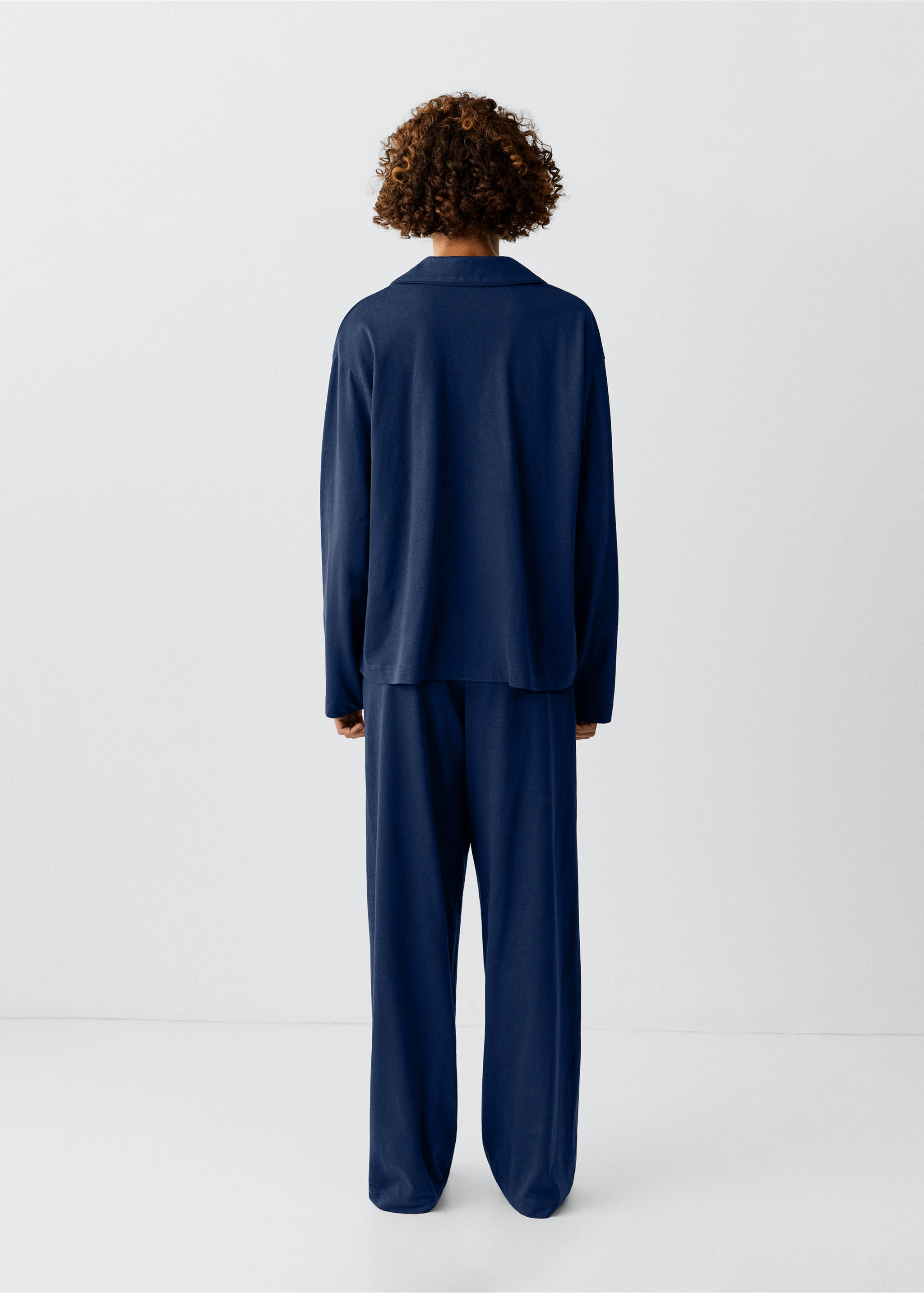 Full 100% cotton pyjamas - Reverse of the article, Navy. Ref: 37064785-00.