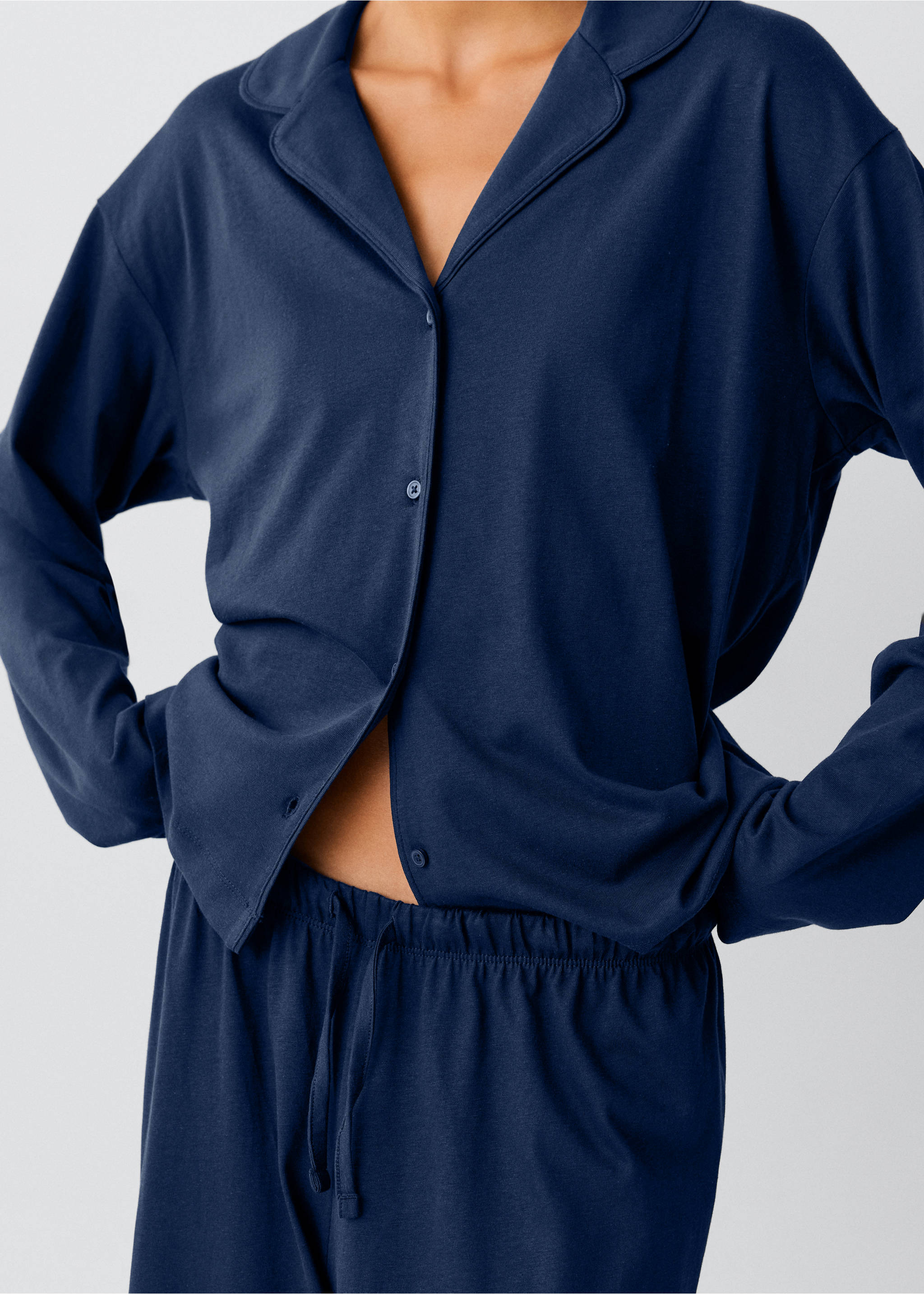 Full 100% cotton pyjamas - Details of the article 3, Navy. Ref: 37064785-00.