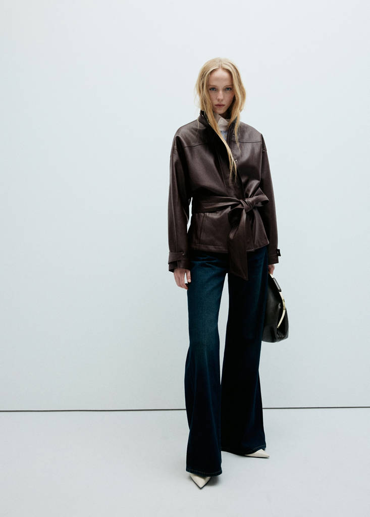Oversized belted jacket — Chocolate