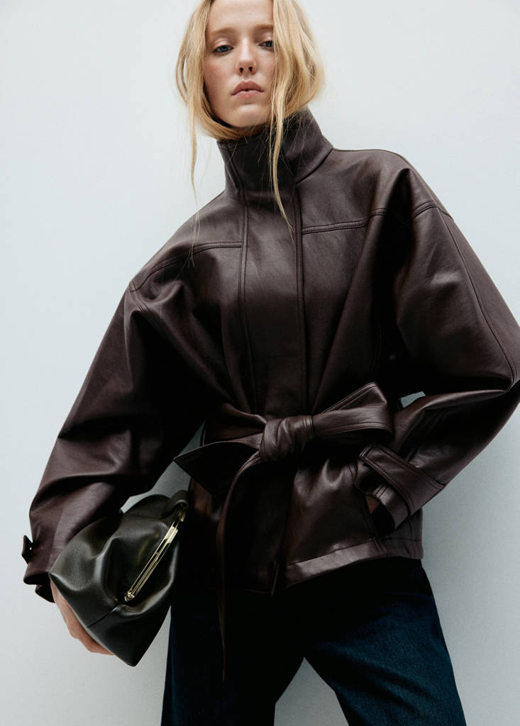 Oversized belted jacket — Chocolate