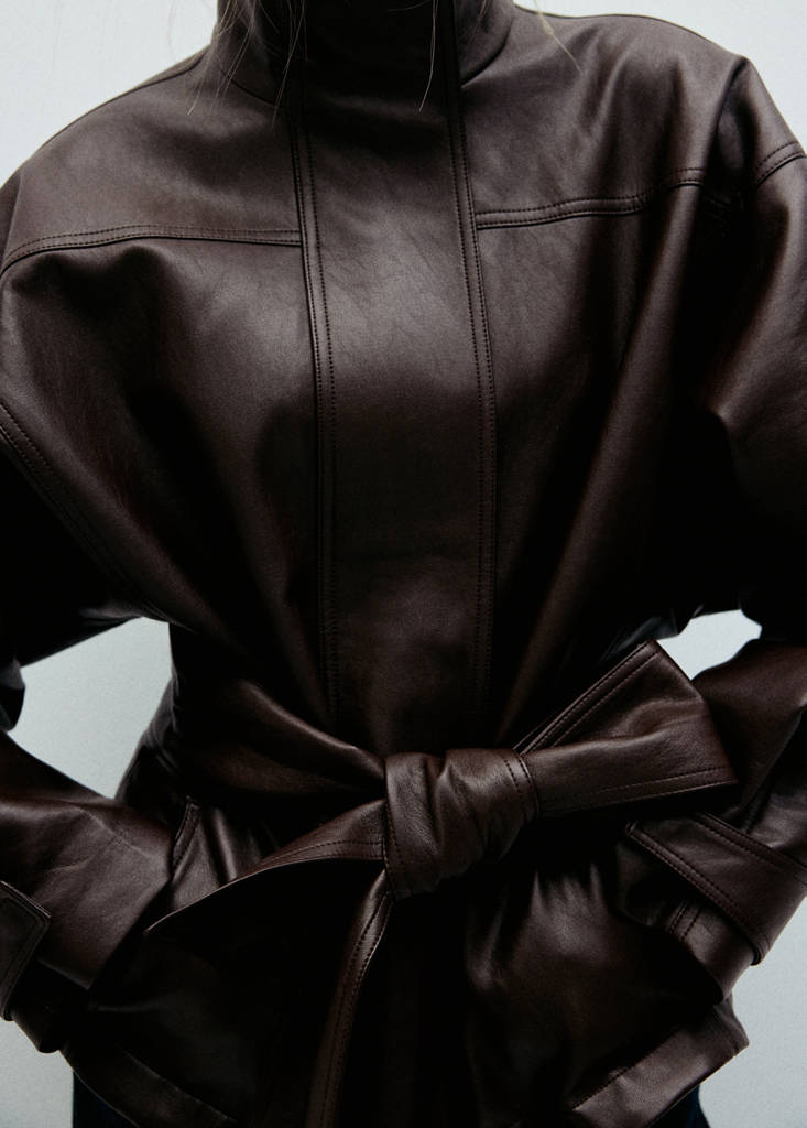 Oversized belted jacket — Chocolate