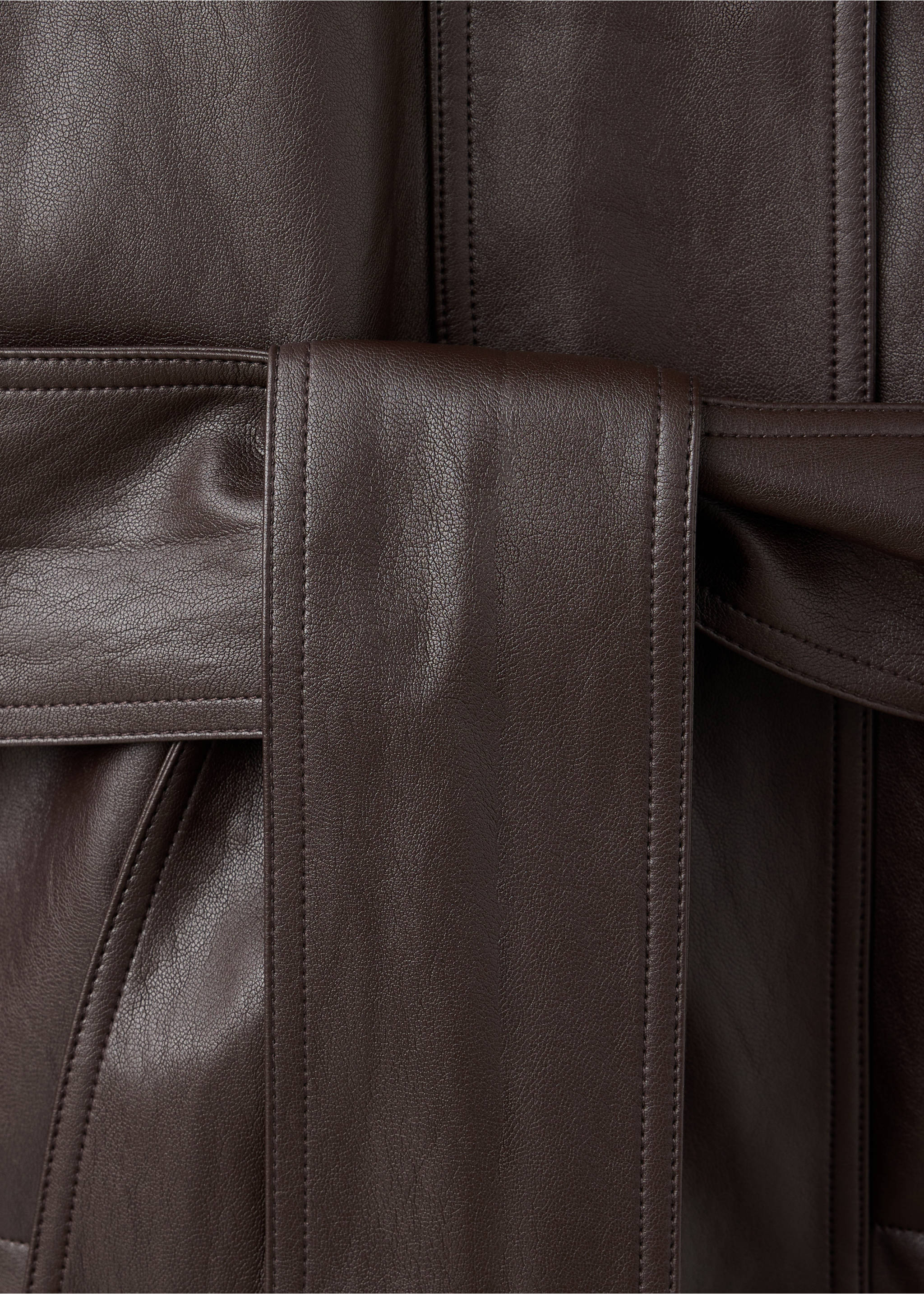 Oversized belted jacket - Details of the article 8, Chocolate. Ref: 37064786-00.