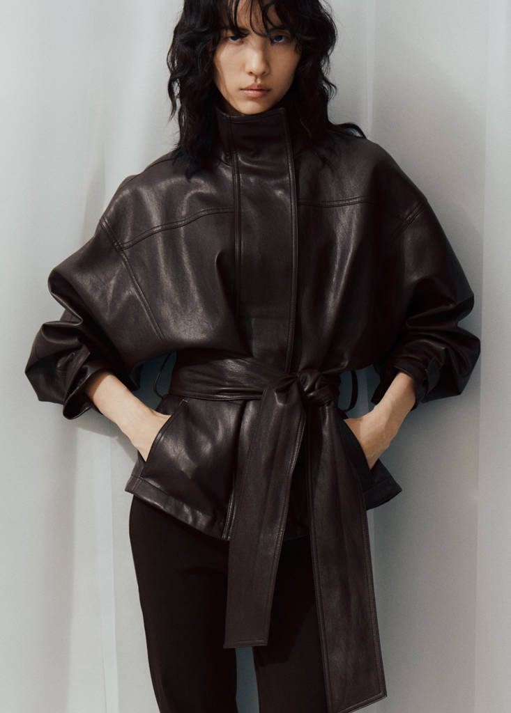 Oversized belted jacket — Chocolate