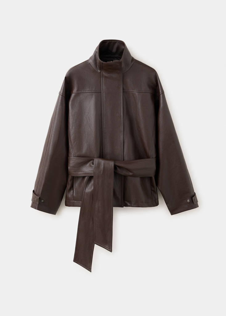 Oversized belted jacket — Chocolate