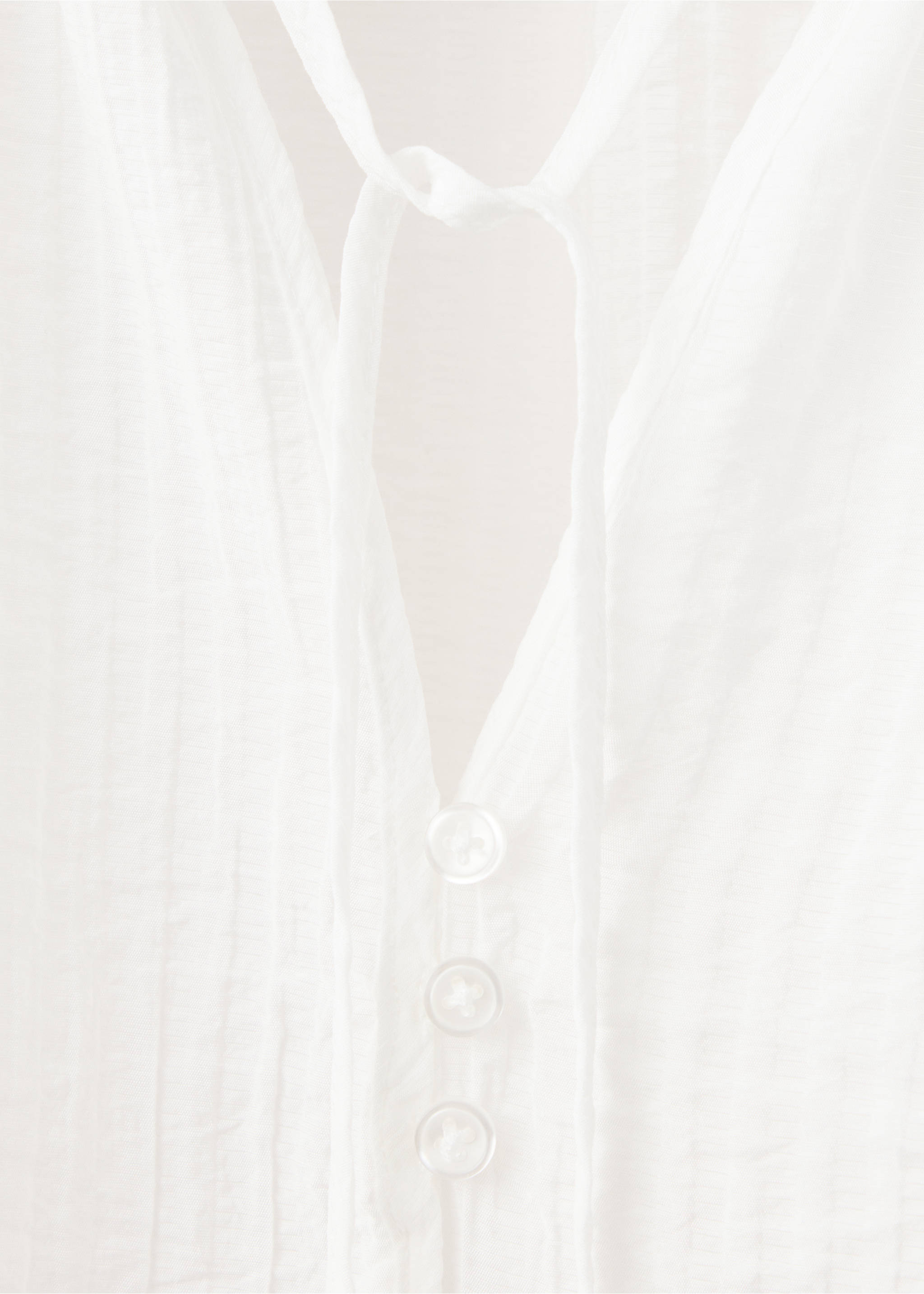 Bow textured blouse - Details of the article 8, Off White. Ref: 37064787-00.