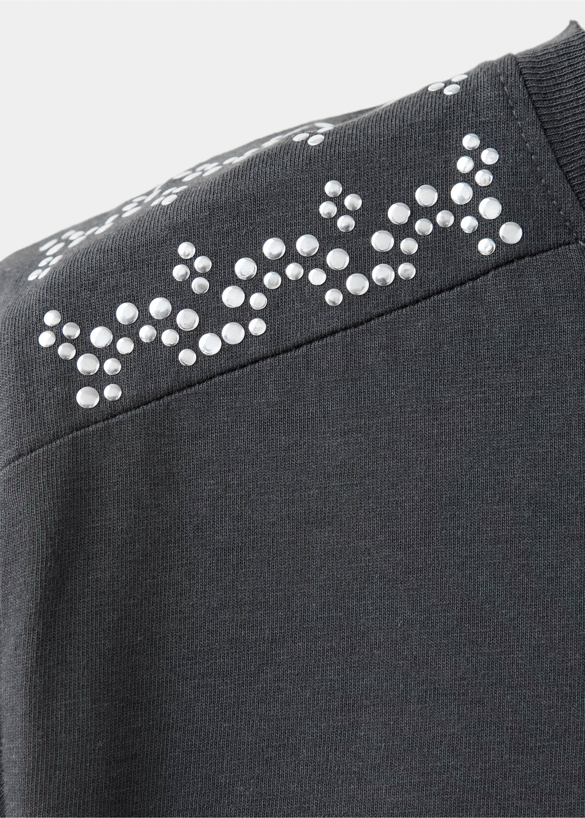 Cotton t-shirt with studs - Details of the article 8, Charcoal. Ref: 37064788-00.