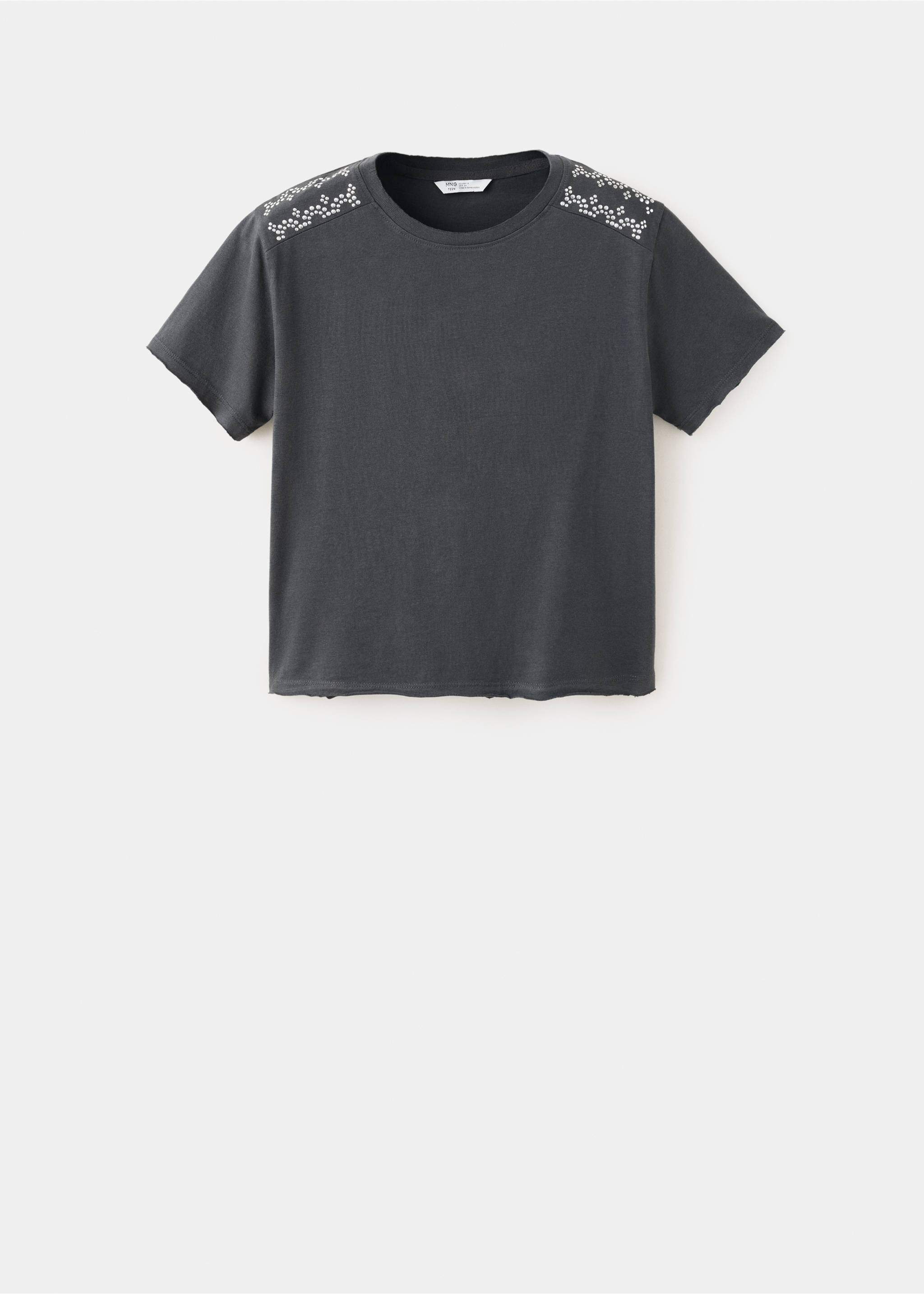 Cotton t-shirt with studs - Article without model, Charcoal. Ref: 37064788-00.