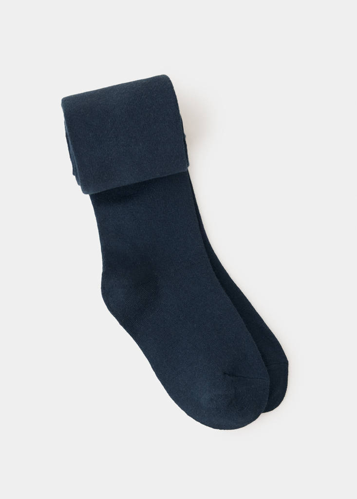 Plain cotton tights — Navy