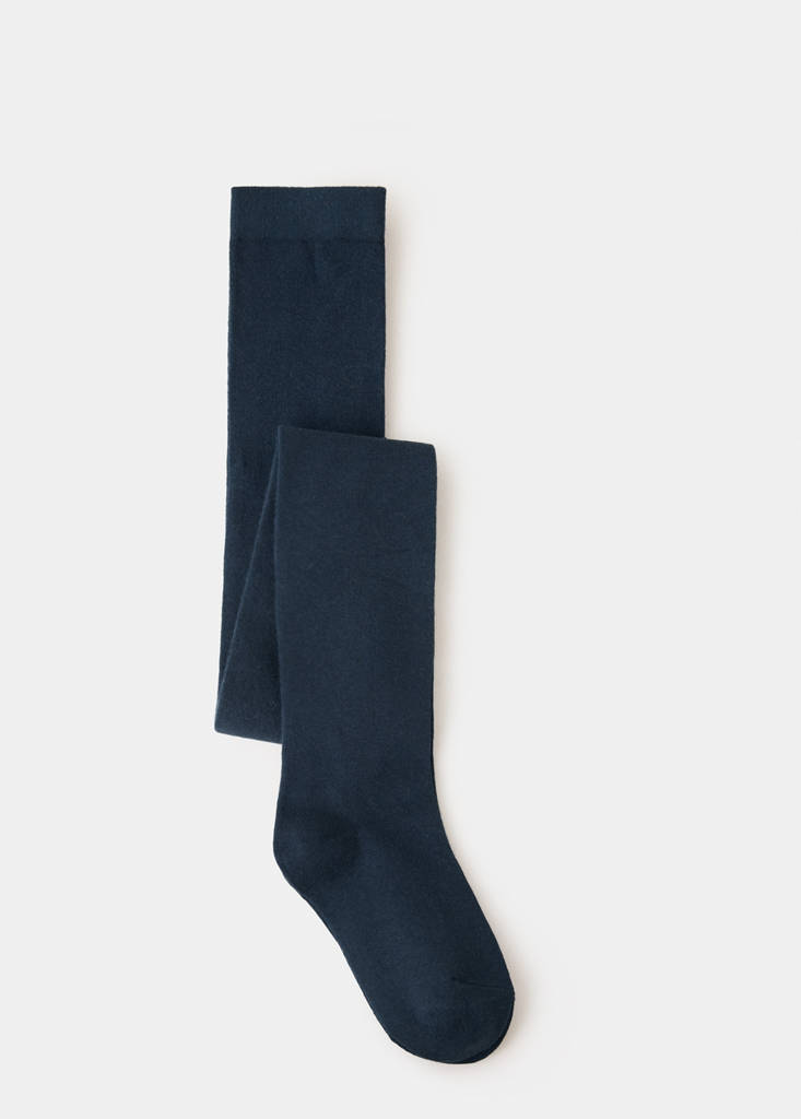 Plain cotton tights — Navy